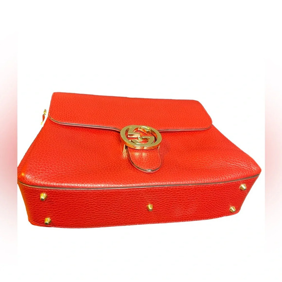 GUCCI Dollar Calfskin Interlocking G Shoulder Bag Red - Picture 4 of 14
